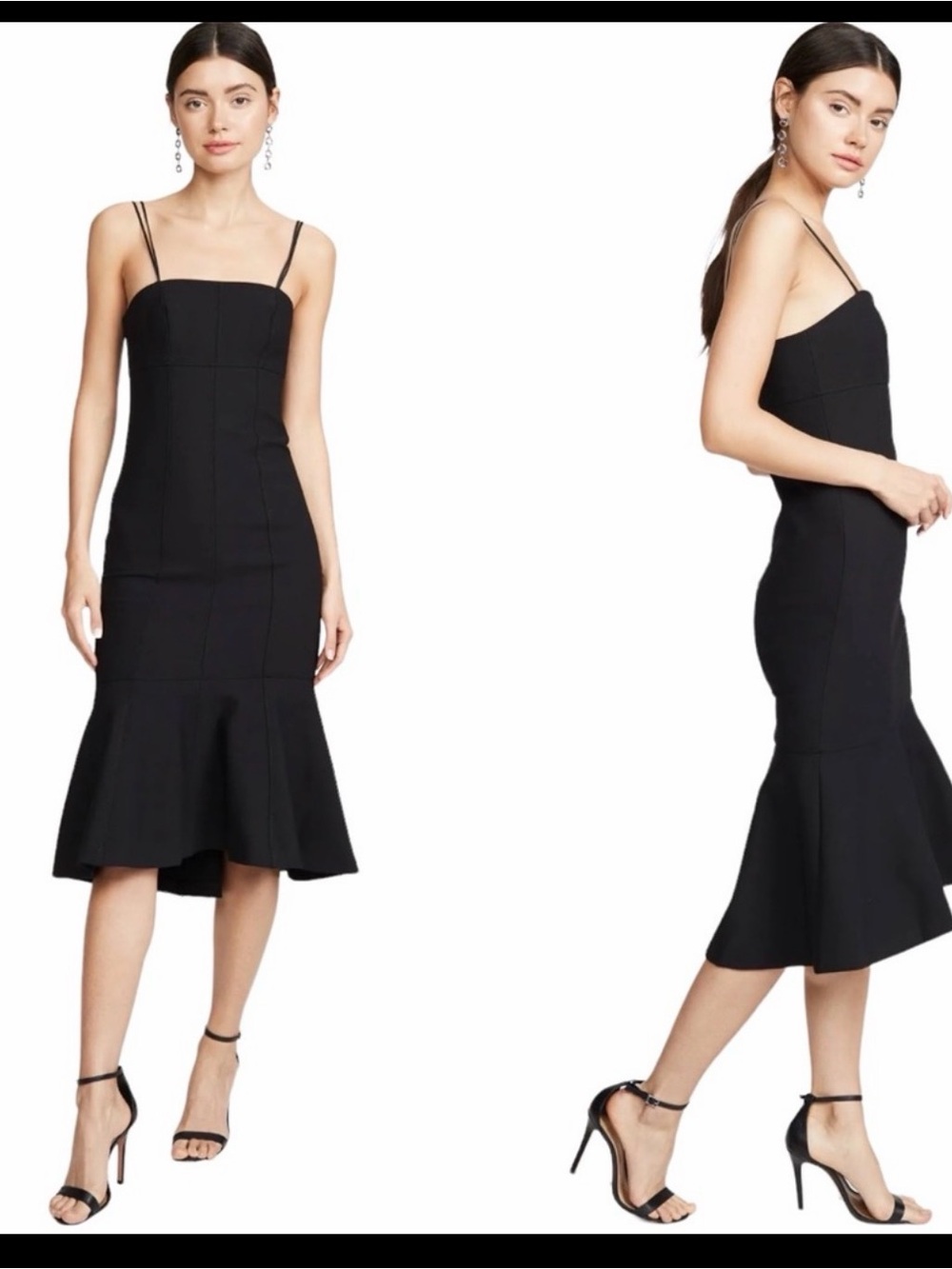 Cinq a Sept Salina Square Neck Cocktail Dress 8 Black absolutely beautiful